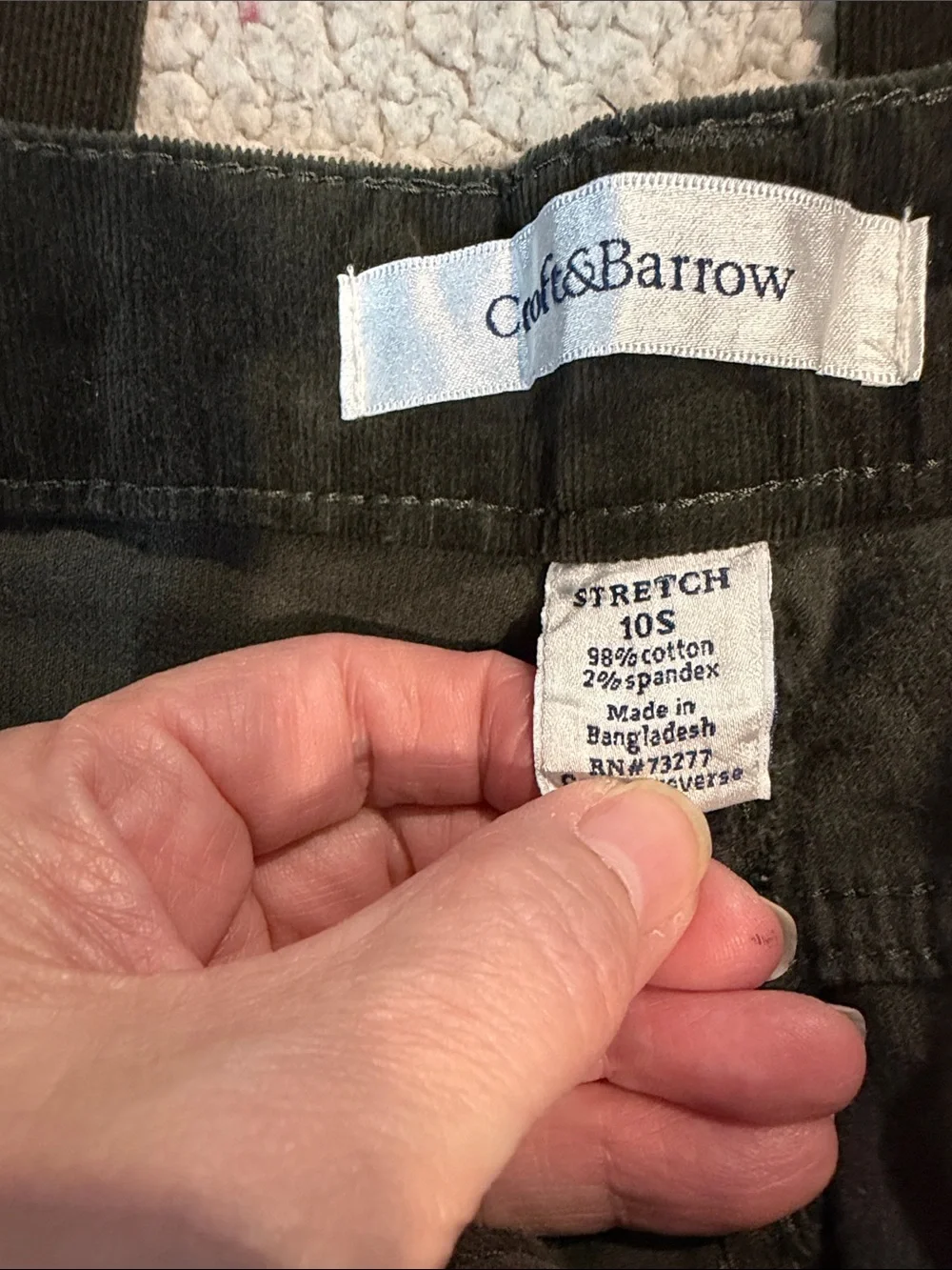 croft & barrow Olive Green Stretch Straight Leg Corduroy Pants